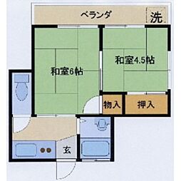 スクムタビル 4階2Kの間取り