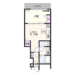 ホワイトハウス 1LDKの間取図画像