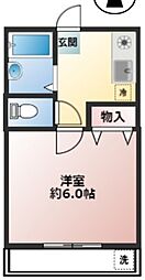 コーポ岡田 3階1Kの間取り