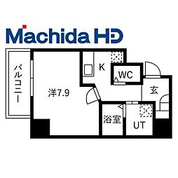 市之町エヌエム・キャトフ・ヴァン・ディス・ウエスト 1Kの間取図画像