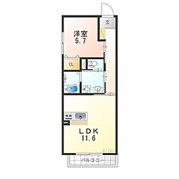 Ｇｒａｃｉａ神明 1階1LDKの間取り