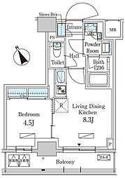 パークアクシス日本橋茅場町ステーションゲート 10階1LDKの間取り