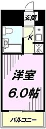 タッシ国立 1Kの間取図画像