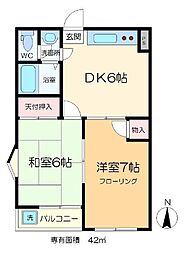 藏前コーポ 2DKの間取図画像