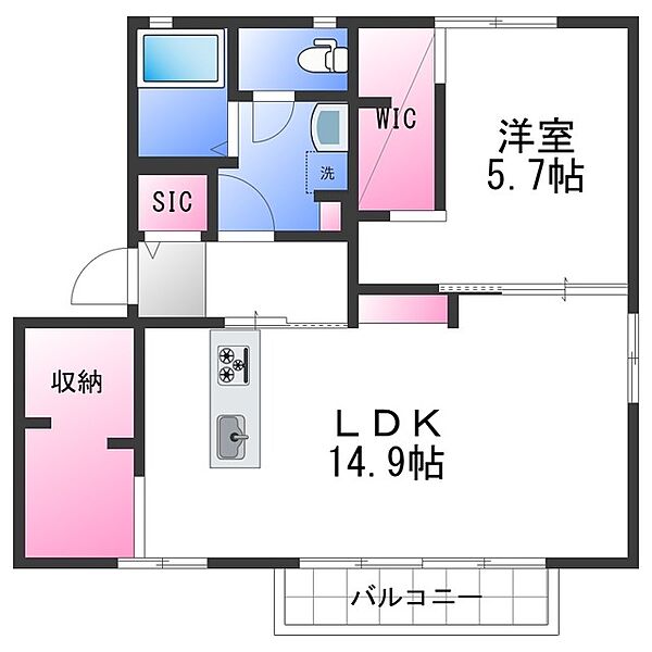 ボルトシティ熊取3 ｜大阪府泉南郡熊取町小垣内３丁目(賃貸アパート1LDK・2階・50.80㎡)の写真 その2