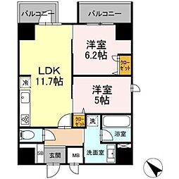 ゲートレジデンス鶴見 2LDKの間取図画像