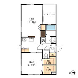 MAISONHATSUNE 1LDKの間取図画像