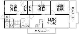 朝日プラザ寝屋川 3LDKの間取図画像