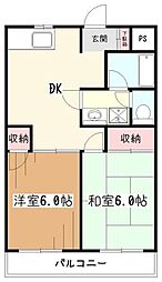 第2市川マンション 2DKの間取図画像