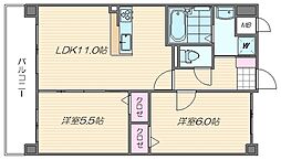 Jパラッツォ 2LDKの間取図画像