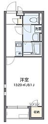クレイノエトワールII 2階1Kの間取り