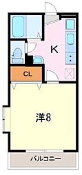 コモドアビターレ 1Kの間取図画像