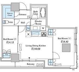 ベルファース芝浦タワー 25階2LDKの間取り