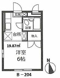 メゾン・プラザB ワンルームの間取図画像