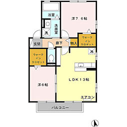 サンテラスガーデンD 2LDKの間取図画像