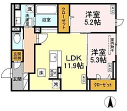 THE STATELY 子安町 2LDKの間取図画像