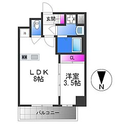 GrandPacific東今里Innovation 1LDKの間取図画像