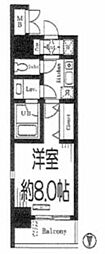 ドゥーエ蔵前 1Kの間取図画像