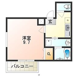 フジパレス西本町3番館 1Kの間取図画像