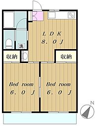 エレガント府中 3階2LDKの間取り