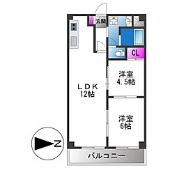 グランドピア都 2LDKの間取図画像