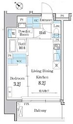 デュオメゾン文京白山 5階1LDKの間取り