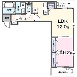 ポローニア F 3階1LDKの間取り