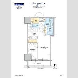 プラウドフラット四谷三丁目 6階1LDKの間取り