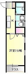 稲毛台フラット 1Kの間取図画像