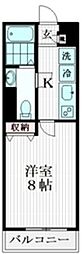 レジデンス毛利イースト 1Kの間取図画像