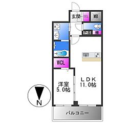 VITA荒本 10階1LDKの間取り