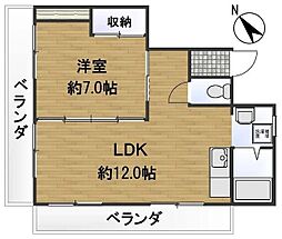 グリーンハイツ 4階1LDKの間取り