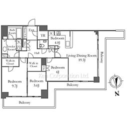 WComfortTowersWEST 3LDKの間取図画像