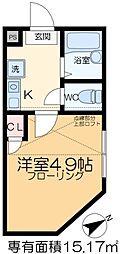 Lメゾン扇B棟 1Kの間取図画像