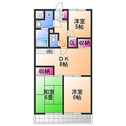 グランドール岸和田 3DKの間取図画像