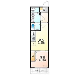 ARCA桂川 1DKの間取図画像