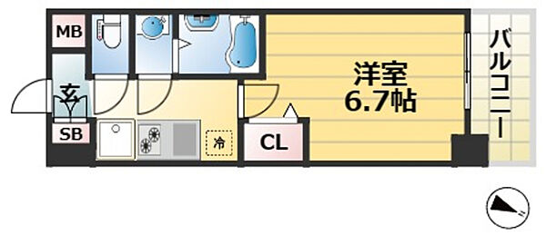 兵庫県神戸市兵庫区浜崎通(賃貸マンション1K・10階・23.01㎡)の写真 その2