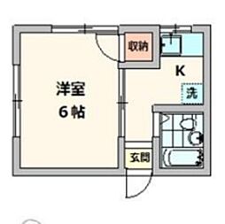 コーポＡＭＩ 2階1Kの間取り
