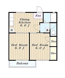 ゴールドハイツ 1階2DKの間取り