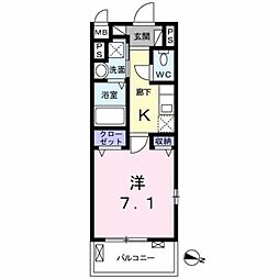 ディラヴェール光が丘 2階1Kの間取り