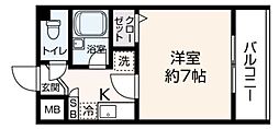 フェローチェ清瀬 1Kの間取図画像