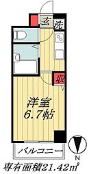 東京メトロ東西線 浦安駅 徒歩2分の賃貸マンション 6階1Kの間取り
