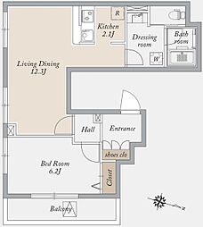 アーバンパーク王子 5階1LDKの間取り