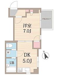 リベルテ下谷 1DKの間取図画像