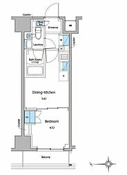 ルフォンプログレ門前仲町マークス 12階1DKの間取り