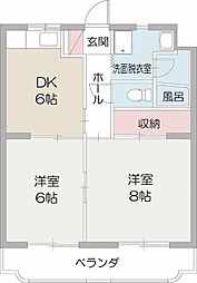 エレガントライフ2 2DKの間取図画像