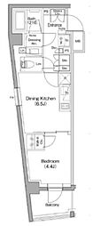 TheParkhabio南大井 1DKの間取図画像