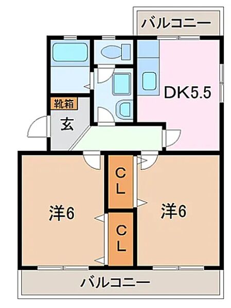 静岡県富士市中之郷(賃貸アパート2DK・1階・45.63㎡)の写真 その2