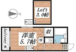 ゼフィランサス吉川 1Kの間取図画像