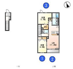 グランシード弐番館 2階2LDKの間取り